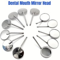 12pcs/Set Disposable Dental Mouth Mirror Head, Stainless Steel Cone Socket with Rhodium Coating, Model #4/#5 Dentistry Supplies