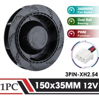 Gdstime 150MM Fan DC 12V 150MM*35MM Centrifugal Turbo Cooler Fan 15035 Large air Round Fan 15CM Dual Ball 3PIN PWM Pipe Blower