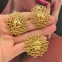 Luxury 2pcs jewelry set Women African 18k Gold Color earrings ring Set Dubai engagement jewelry set Wedding Gift set