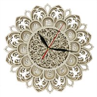 Glowforge Multilayer Mandala Wall Clock Rustic Home Decor Wall Watch Laser Cut Layered Flowers Farmhouse Style Wooden Wall Clock
