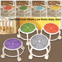 Universal Wheel 360° Swivel Rolling Stool Pulley Plastic Small Size Low Stools Comfortable Multipurpose