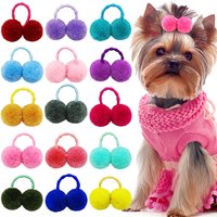 10pcs Pet Dog Plush Hair Balls Elastic Hair Bands for Medium Small Dogs Girls Cat Bows Pets Grooming Bows Dog Pet Accessories