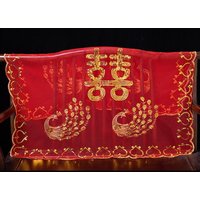 Tassel Red Veil Scarf Wedding Accessories Phoenix Embroidered Chinese Wedding Headwear Bridal Headwear Bride Veil Lace Veils