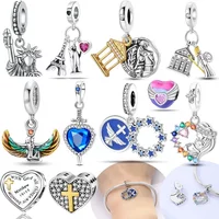 Cross Heart Star Crystal Spacer Original Charms Silver Plated Beads Fit Bracelets Bag Keychain Charms Diy Women Gift Accessory
