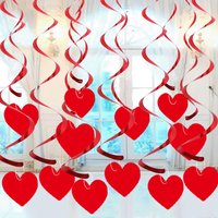 1Set Valentine's Day Red Heart Hanging Decoration Love Heart Spiral Ornament Wedding Anniversary Party Living Room Pendant