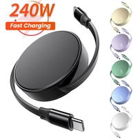 PD 240W Retractable Type C to Type C Fast Charge Data Cable For iPhone 16 MacBook iPad Samsung Xiaomi USB C To USB C Cable Wire