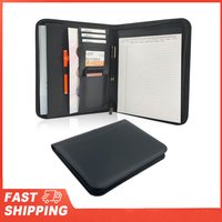 Bisofice Zippered Business Padfolio A4 PU Leather Portfolio Organizer for Interview Resume Document Planner Agenda Holder