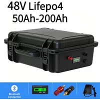 48V Waterproof LiFePO4 Battery 50Ah~200Ah With Charger Built-in BMS For Golf Cart Boat Trolling Motor Solar Energy Storage