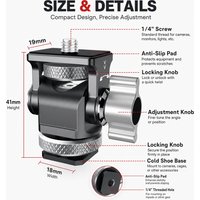 1/4" Aluminum Alloy Adjustable Cold Shoe Mount Mini Ball Head for DSLR Mirrorless Camera Accessories