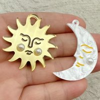 10pcs Sun Moon Charm Jewelry Accessories Acrylic Necklace Earring Pendant Diy Making Craft Supplies