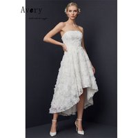 Avery Custom A Line Flower White Asymmetrical Evening Dresses Woman Elegant Woman Dress Women's Elegant Wedding Party Dress Prom