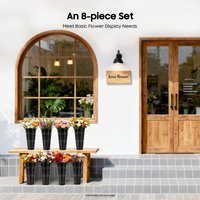 8PCS Retro Black Metal Cylindrical Vases, Flower Vases for Bouquet, Flower Bucket Vases for Bedroom, Balcony, Wedding, Hotel