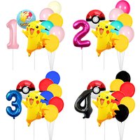 Pikachu Game Character Balloon Bouquet Vibrant Color Foil & Latex Balloon Pack for Photo Props and Venue Arrangement