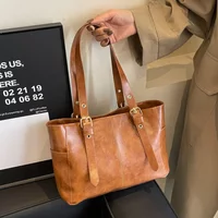 Shoulder Bags Fashion Retro Women PU Leather Trend High End Lady Tote Bag Large Capacity Female's Commuter Bag Handbag Purses