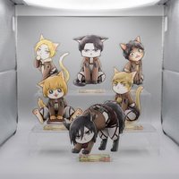 Anime Attack on Titan Acrylic Stand Keychain Cat Ver 10cm Levi Eren Mikasa Armin Hanji Erwin Reiner Figure Desk Decor Fans