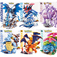 Original Keeppley Pokemon DIY Building Blocks Pikachu Charizard Venusaur Greninja Mewtwo Blastoise Action Anime Model Kids Toys