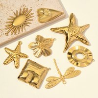 5pcs/Lot Wholesale Stainless Steel Flower Life Tree DIY Charms Dragonfly Necklace Pendants Women Geometric Suqare Jewelry