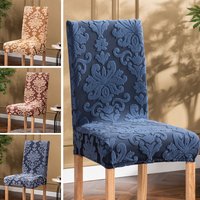 1Pcs Elastic Chair Cover for Dining Room Wedding Banquet Hotel Solid Stretch Jacquard Chair Cover