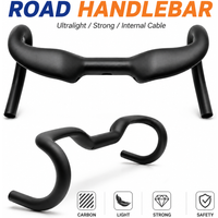 Full Carbon T1000 Road Handlebar 30mm Rise Black Matte Gravel Cockpit Internal Cable Options 380/400/420mm
