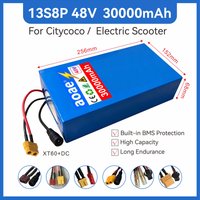 48V Electric Scooter Battery 30Ah 18650 Grade-A Cells 13S8P 1000W-2000W Built-in BMS XT60 JST High Capacity Stable Power