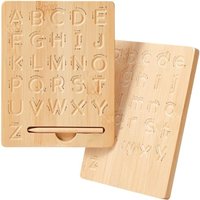 Wooden Alphabet Tracing Board,Wood Letter Practicing Board,Double-Sided Boards for Toddlers and Preschool Gifts for Kids