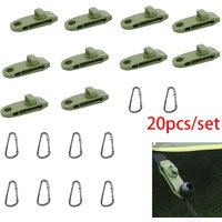 20Pcs/Set (10 Tent Clips + 10 Carabiners) Green Tent Clips Outdoor Canopy Clips Fixed Plastic Clips Plastic Accessories Reinforced Tent Clip Fasteners