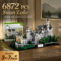 Klemmbausteine Schwanensee-Bausteine-Set, Mittelalterliche Burg-Architektur, Modulares Montagemodell, Sammlerstück, Heimdekoration, Kreatives Spielzeug, Geschenk für Erwachsene, 6872 Teile
