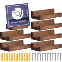 Wooden Vinyl Record Wall Shelf 6Pcs/set Wall Mounted CDs Display Rack Floating Record Storage Holder For Albums Books