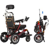 EU/USA Stock Remote Control Electric Wheelchair, Reclining Portable Folding Wheelchair,Aluminum Alloy Lithium Battery