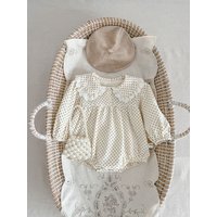 Barboteuse à pois pour nouveau-né, vêtements pour bébés filles, une pièce, revers, mode, automne