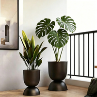 Nordic Hourglass Metal Planter,Matte Black Flower Pot,Modern Indoor Floor Plant Holder for Home Living Room Balcony Office Decor