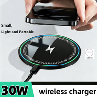 Fast Wireless Charging Pad with LED Light, Ultra-thin Round Design. Compatible with iPhone and All Qi Wireless Charging Phones.