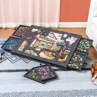 1000pcs Puzzle Board W/6 Sliding Drawers - Portable Non-Slip Organizer, Durable Storage for Home/Travel, Also Decor Panel