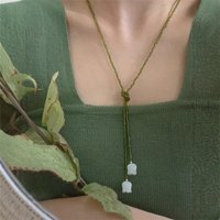 Elegant Green Rice Bead Chain Necklace for Women Romantic Lily of The Valley Pendant Necklace Various Wearing Neck Jewelry