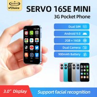 SERVO 16SE Smartphone de poche ultra mini 16 Go ROM 3G WCDMA Android 9.0 WiFi Double SIM Déverrouillage facial Play Store Écran 3,0 pouces Téléphone portable