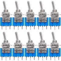 10Pcs SPDT Mini Toggle Switch10pcs 3 Pin 3 Position ON/Off/ON Miniature Toggle Switch AC 125V/6A toggle switch MTS-103