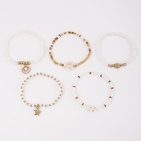 Elegant Multi-layer Imitation Pearl Bracelet Starfish Shell Turtle Pendant Bracelet Women's Summer Party Dating Jewelry