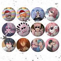 Cute M-Mangas Y-Yarichins Club Badges Badges Cartoon Round Brooches On Backpack Jacket Acrylic Button Pins Collection Gifts