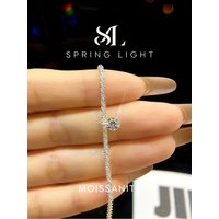 0.5 Carat Brilliant Round Moissanite Diamond Bracelet For Women 925 Sterling Silver Engagement Wedding Luxury Jewelry