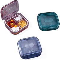 Portable Moisture-Proof Pill Organizer Macaron Colors Square/Rect Transparent Compartments Upgraded Sealed Travel Case