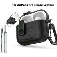 Locking Case for Airpods 3 Pro Cases Cover Safety Lock Phone Holder Cortex Case Retro for Leather AirPods Pro 3 Case Funda 2025