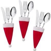 10-40PCS Christmas Hat Cutlery Dinner Fork Set Tableware Decoration for Hotel Restaurant Kitchen Bar Christmas Party Supplies