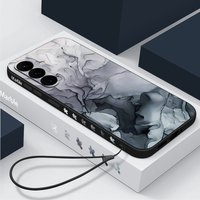 Marble Hand Lanyard Case For Samsung Galaxy S26 S25 S24 Ultra S23 FE A57 A56 A17 A36 A55 A16 A15 5G Soft Silicone Phone Cover