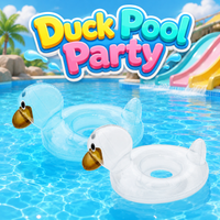 1PC Inflatable Duck Swim Ring, Pool Floats Tube, Transparent Animal Swimming Circle Summer Beach Water Float for Adults