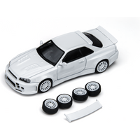 TimeMicro 1/64 R34 White Tiger Tooth Engineer Version Alloy Diecast Car Model Simulation Collection Hobby Gift
