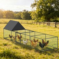 Walk-in Outdoor Chicken Coop Cage, Poultry Run Pen Fence with Nylon Netting & Silver Powder-Coated Metal Tubes, for Ducks Hens