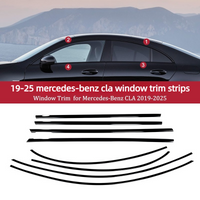 Suitable For Mercedes-benz Cla 2019-2025 Window Trim Modification Black Chrome Side Door Frame Decoration Car Accessories
