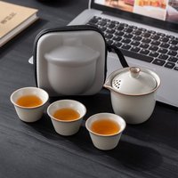 Light Luxury Ruyao Open Piece Travel Tea Set Outdoor Portable A Pot of Three Cups of High-end Business Gifts