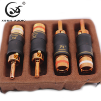 Speaker Jack High Quality YIVO XSSH 4pcs OEM ODM Pure Red Copper HIFI Male Banana Plug Connector for DIY Audio Video Cable