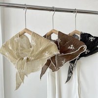 French Lace Triangle Scarf Elegant Headscarf For Women Embroidered Floral Lace Wrap Hair Wrap Neck Scarf Bandanas For Girls Hot